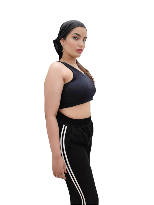 Black Crop Top : Free Size