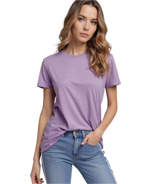 WOMEN'S WEAR PURPLE T-SHIRT : Plain