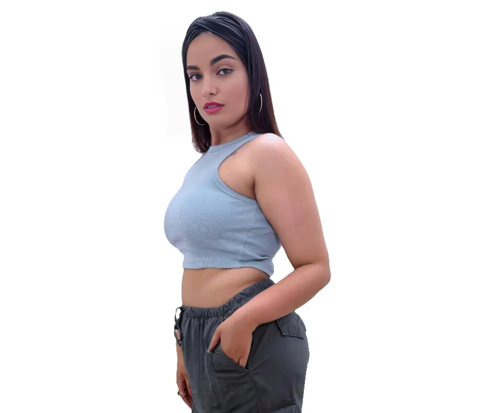 Blue Crop Top : Free Size