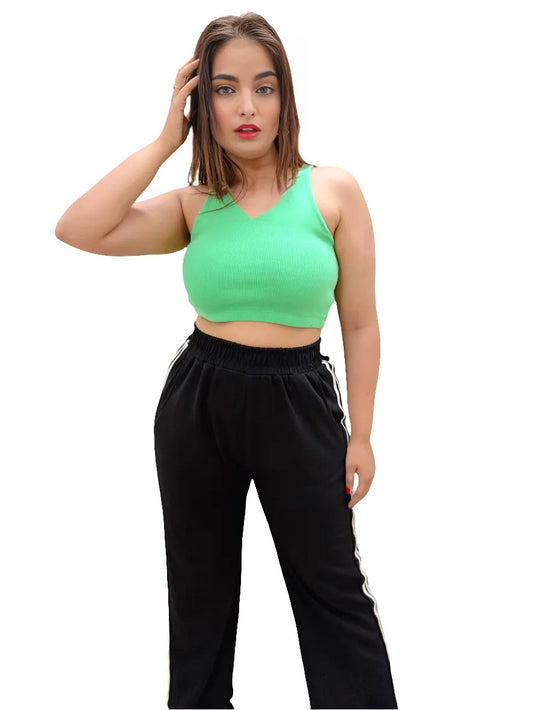 Green Crop Top : Free Size