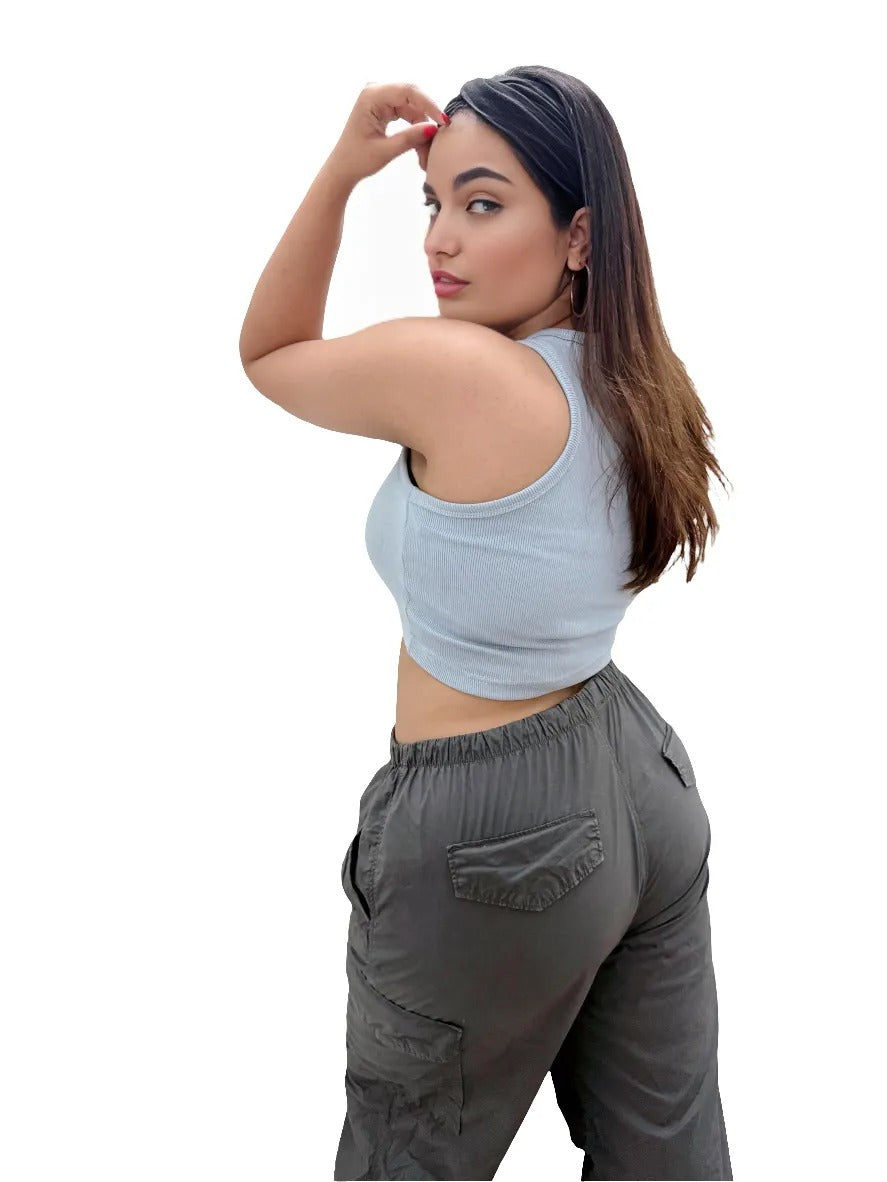 Blue Crop Top : Free Size